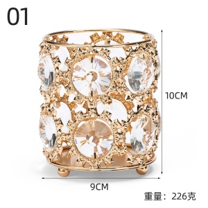 Square/Diamond/Round Shape Manicure Tools Holder Hollow-out Design Silver Crystal Make-up Brush Holder POT-66