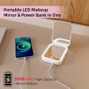 Portable Travel Multi-Purpose 2-In-1 Power Bank LED Markeup Mirror With Fill Light