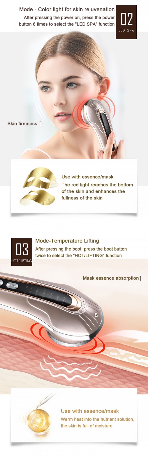 Radio Frequency Beauty Instrument EMS RF LED Light Therapy Facial Beauty Device Photon Skin Rejuvenation Device