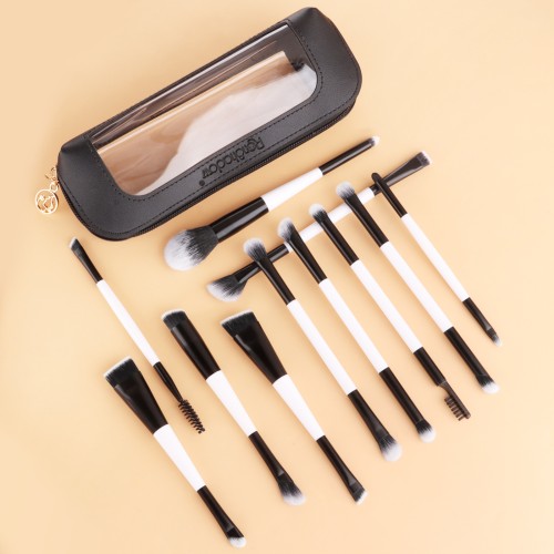 Portable Dual-Ended Cosmetic Brush Set with Bag | Wholesale Custom Makeup Brushes Manufacturer