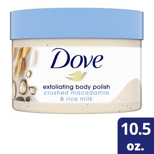 Dove Crushed Macadamia & Rice Milk Exfoliating Body Polish, 10.5 oz