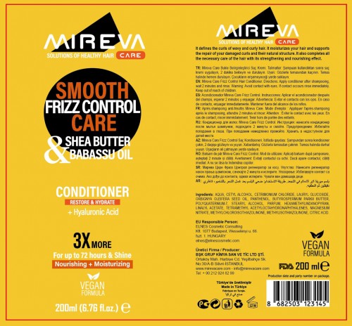 Mireva Care Smooth Frizz Control Conditioner 6.76 floz