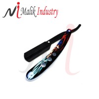 Professional Barber Shaving Straight Razor Cut Throat Folding Knife Black Blade & Paper Coated