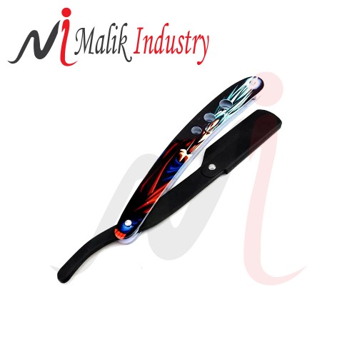 Professional Barber Shaving Straight Razor Cut Throat Folding Knife Black Blade & Paper Coated