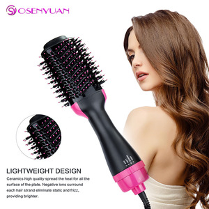 1000W Professional Hair Dryer Brush 2 In 1 Hair Straightener Curler Comb Electric Blow Dryer With Comb Hair Brush Roller Styler