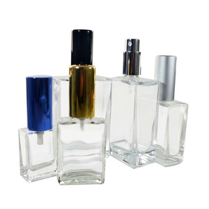 15ml 30ml 50ml 100ml rectangle square empty clear glass perfume bottle with pump sprayer