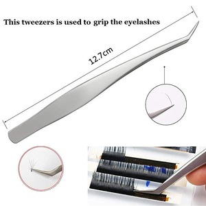 2Pcs Stainless Eyelash Tweezers Curved and Cross False Lash Tweezers RM0002