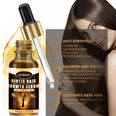 30ml Customize Logo Natural Ingredients Prevents Hair Loss Moisturizing Growth Enhancement Biotin Hair Care Serum