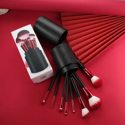 8PCS Red +Black Makeup Brush Set Beginners Makeup Tools Foundation Concealer Eye Shadow Brush