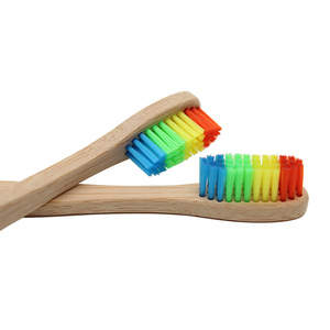  New Products Rainbow Color Soft Medium Bristle Bamboo Toothbrush With Private Label