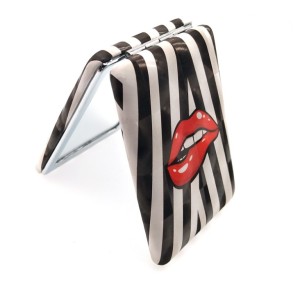 Creative Fashion Red Lips Rectangular Handheld Cosmetics Makeup Pocket Mirror Shape with Lip