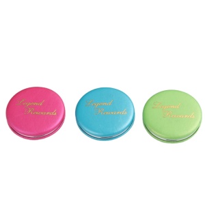 Custom logo Foldable PU Leather Makeup Mirror Plain Cosmetic Mini Metal Compact Pocket Mirror/Makeup Vanity Mirror