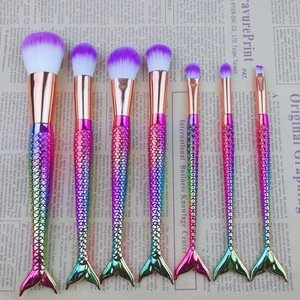 custom logo New 7pcs Mermaid Cosmetic Makeup Brushes Set Fish Beauty Make Up Tools