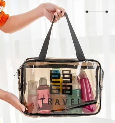 Custom Logo Transparent Waterproof Packaging Bag PVC Clear Cosmetic Makeup Bag