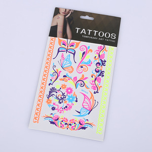 Floral Luminous Tattoo Sticker Feet Or Other Parts Of Body Temporary Tattoo,Non-Toxic Paper Temporary Tattoo Sticker