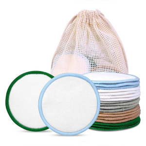 Hot Sale Washable Face Cleaning Pad Organic Bamboo Cotton Reusable Makeup Remover Pads With Laundry Bag
