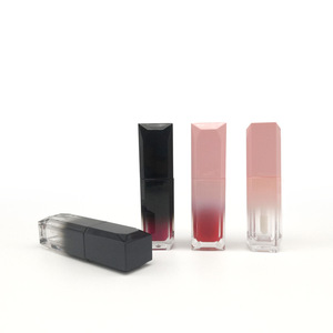 In stock wholesale plastic cosmetics usage liquid lipstick tube case container 5ml black empty lip gloss tube with brush