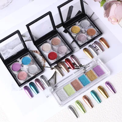 Premium Chrome Nail Powder Nail Art Kit Metallic Mirror Effect Powder Colorful Nail Dust Pigmen Press on Nails Wholesale Artificial Fingernails