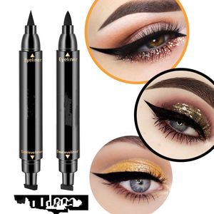 Private label Eyeliner Pencil Long Lasting Black Color Eye liner Liquid Stamp 2 in 1 Eyeliner For Eye Makeup