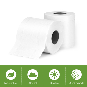 Professional 100% Bamboo FSC White Cored Soluble Water Roll Paper Fiber Paper Toilet Roll,  Custom Toilet Paper