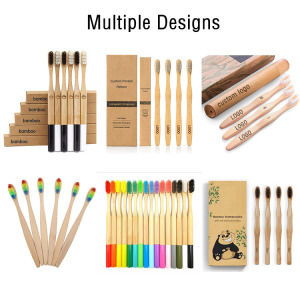 Professional Factory Production Wholesale OEM Custom Laser Engraving Logo Eco Friendly Natural Bamboo Toothbrush