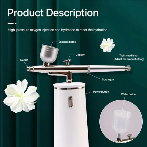 Nano Ionic Cold Mist Airbrush Face Steamer Portable Rechargeable Moisturizing Facial SPA Beauty Device
