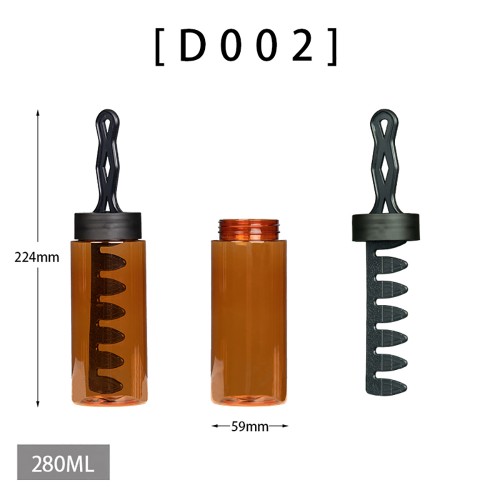 Factory 280ml Hair Oil Comb Applicator Bottle Hair Dye Packaging Bottle for Hair Oil with Plastic Comb