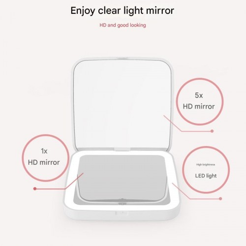 10*10CM Customized Mini Compact And Portable Double-sided Square Rechargeable LED makeup Mirror