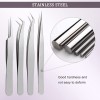 6 Pieces Pointed Tip Tweezers Bulk Stainless Steel Straight Eyebrow Tweezers Splinter Removal Tweezers Eyelash Extension
