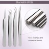 6 Pieces Pointed Tip Tweezers Bulk Stainless Steel Straight Eyebrow Tweezers Splinter Removal Tweezers Eyelash Extension