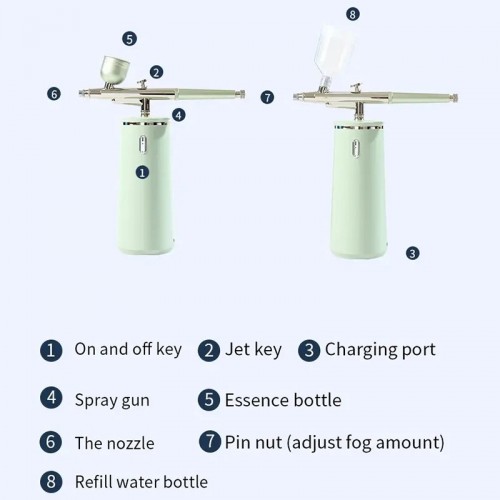 Nano Ionic Cold Mist Airbrush Face Steamer Portable Rechargeable Moisturizing Facial SPA Beauty Device