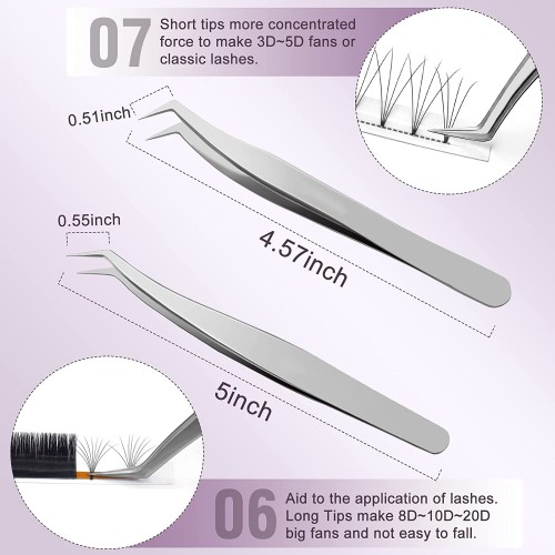 6 Pieces Pointed Tip Tweezers Bulk Stainless Steel Straight Eyebrow Tweezers Splinter Removal Tweezers Eyelash Extension