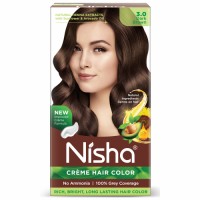 Nisha Creme Hair Color for Women - Dark Brown, 60g+60ml, Long-lasting, 100% Grey Coverage Permanent Hair Colour for Soft, Shiny, Healthy Hair