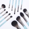 Factory Wholesale 12 Pcs Tiffany Blue Makeup Brush Set Private Label Soft Synthetic Hair Silver Ferrule Face Eye Cosmetic Brushes Kit
