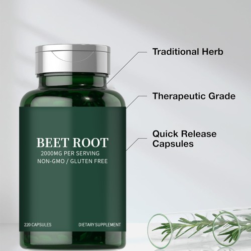 Beet Root Hard Capsules 2000mg Per Serving 220 Counts Gluten‑Free Dietary Supplement OEM Private Label