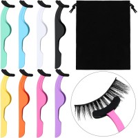 8 Pieces False Eyelash Applicator Tool Magnetic Eyelashes Applicator Stainless Steel Eyelash Extension Tweezer Silicone Sleeve