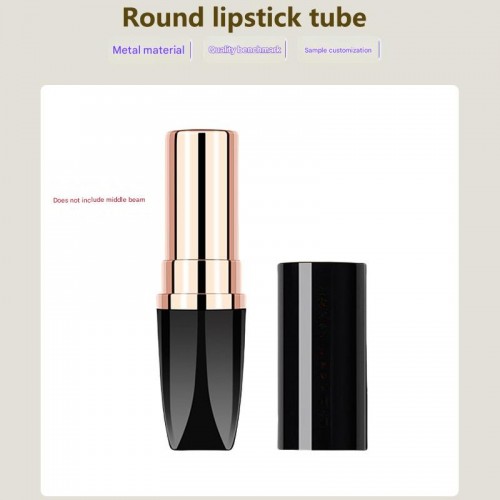 Customized Black Unique Design Metal Cosmetic Packaging Hollow Tube Zinc Alloy High Value Lipstick Shell