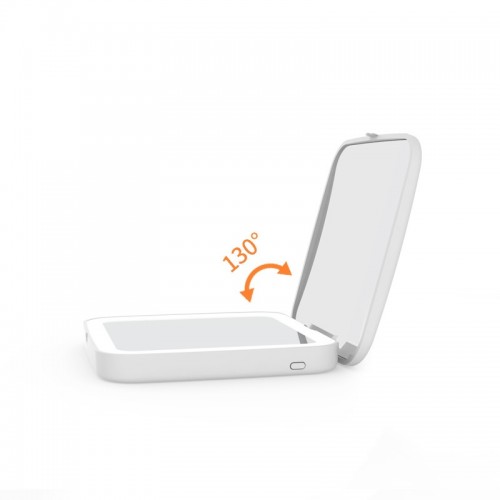 10*10CM Customized Mini Compact And Portable Double-sided Square Rechargeable LED makeup Mirror