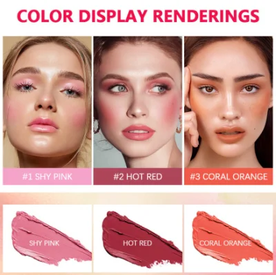 3 Colors 3 in 1 Blush Eyeshadow Lipstick Tube Waterproof Long Lasting Lip Gloss Tubes Private Label Lipsticks Beauty Products