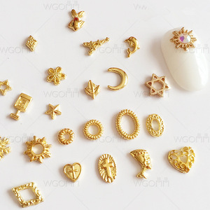 3D Gold Charm Nail Decorations Glitter Alloy Jewelry Rhinestones DIY Nail Art