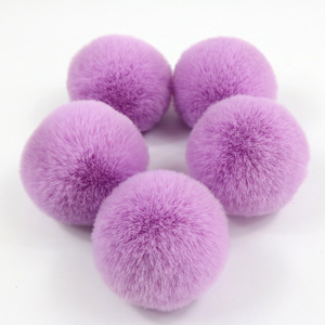 cute plush hair rex rabbit fur ball animal fur pom pom with elastic hair band