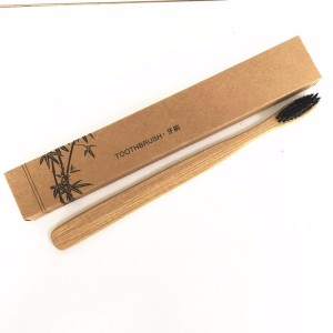 eco friend bamboo charcoal toothbrush using  bamboo holder