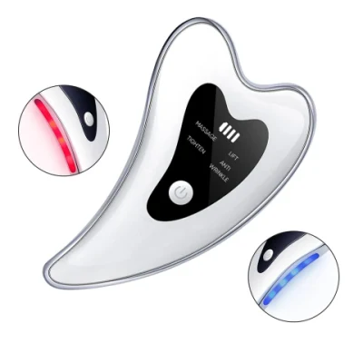 Face Neck Lifting Massager LED Face Light Therapy Electric Heat Scraping Gua Sha Tool