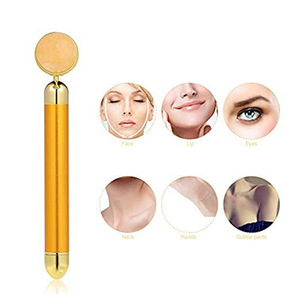 Factory Supply vibration facial massager 24k golden bar cosmetic magnetic massage stick beauty pulse skin care japan