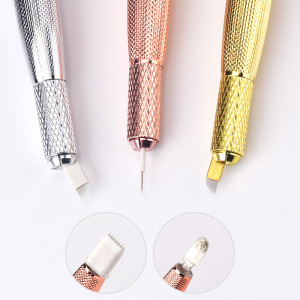 Manual Eyebrow Tattoo Pen Microblading Tattoo Pen Permanent 3D Eyebrow Lip Embroidery Munsu Tebori with Crystal Diamond