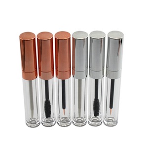 Metallic Silver Rose Gold Plastic Round Stock Empty Lip Gloss Bottle Eyeliner Container Mascara Tube
