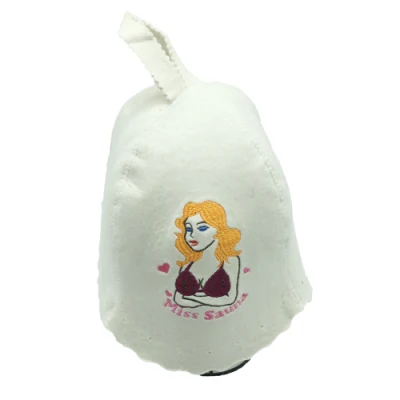 New Arrival Anti Heat Bath Head Sheep Wool Felt Sauna Hat Russian Sauna Hat with Hang Loop