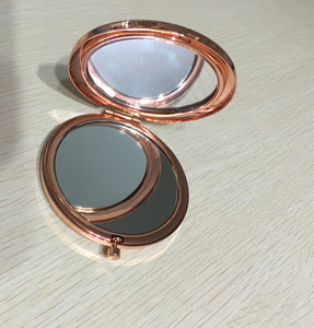 OEM ODM rose gold round pocket metal compact mirror