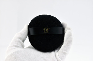 OUMO- Black color round shape cotton powder puff cosmetic makeup 100% cotton powder puff