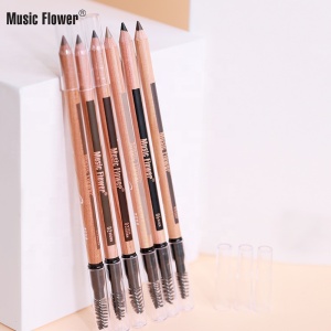 Private Label Makeup High Quality Cosmetic Lasting Waterproof Wholesale 12 PCS Eye Pen With Brush Double End Wood Eyebrow Pencil